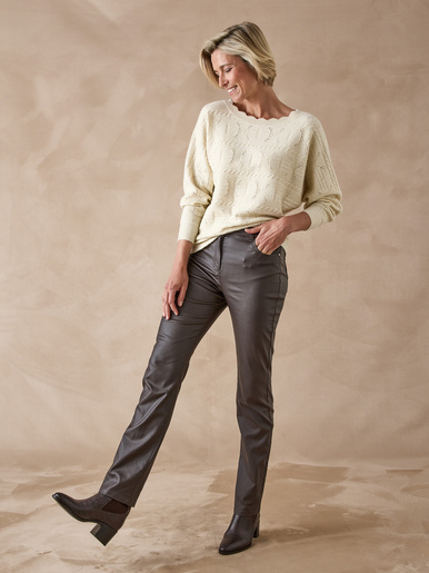 Pull point fantaisie avec laine - Daxon - Ecru