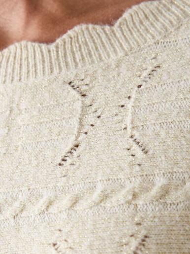 Pull point fantaisie avec laine - Daxon - Ecru