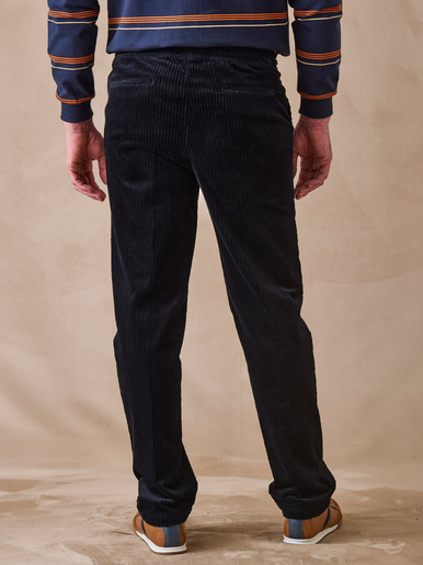 Pantalon élastiqué en velours 200 raies