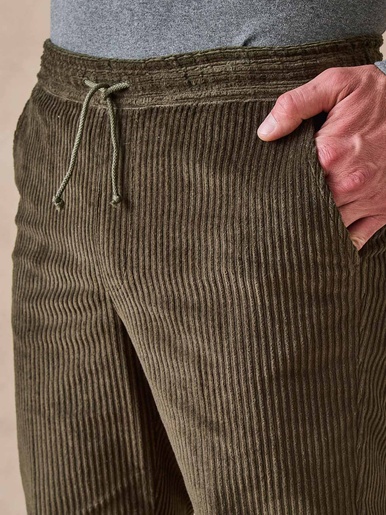 Pantalon élastiqué en velours 200 raies