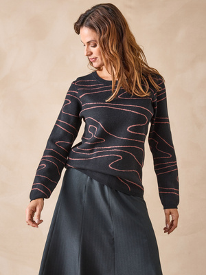 Pull jacquard col rond
