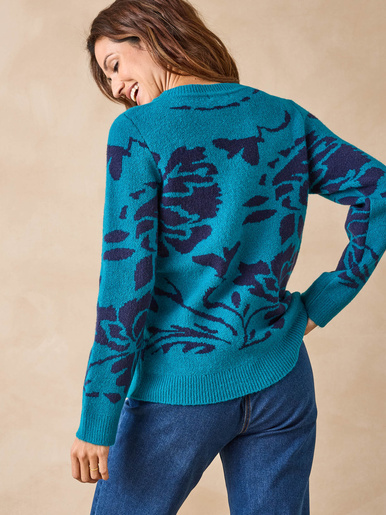 Pull maille jacquard col rond