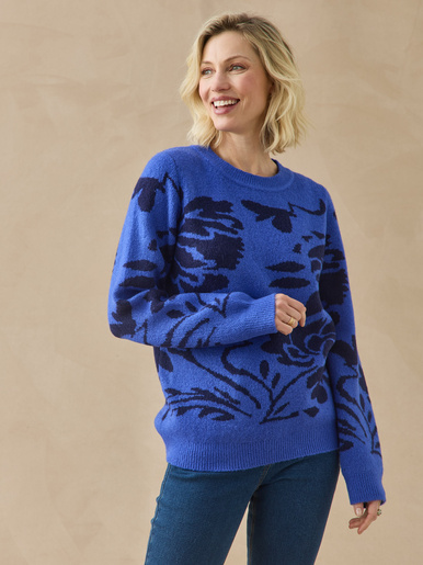 Pull maille jacquard col rond