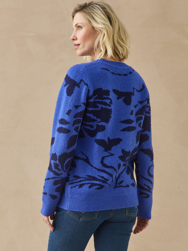 Pull maille jacquard col rond