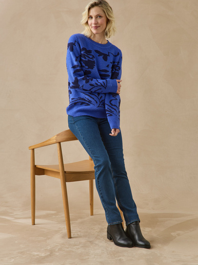 Pull maille jacquard col rond