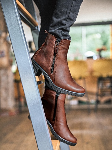 Boots dessus cuir extra larges - Pédiconfort - Marron
