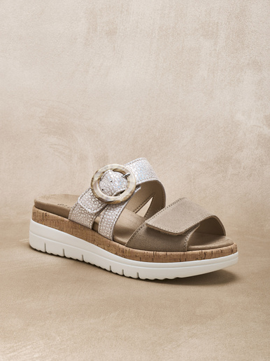 Mules à scratchs aérosemelle amovible - Pédiconfort - Beige