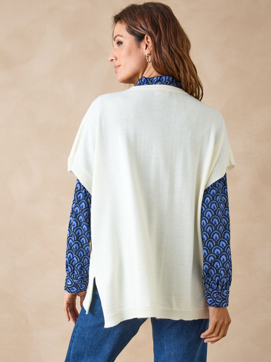 Pull manches courtes avec laine mérinos
