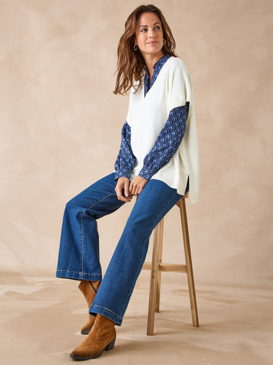 Pull manches courtes avec laine mérinos