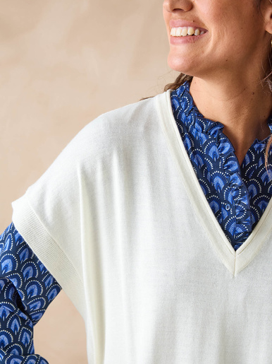 Pull manches courtes avec laine mérinos
