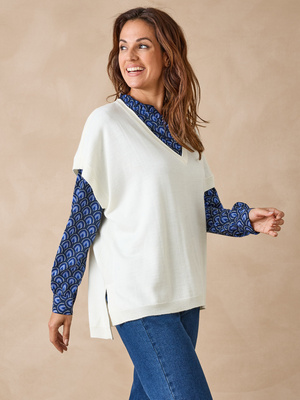 Pull manches courtes avec laine mérinos