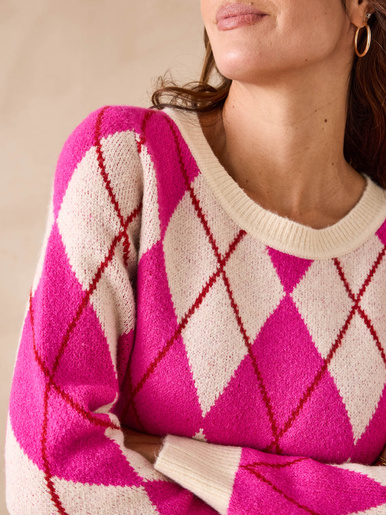 Pull motifs jacquard géométriques