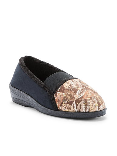 Pantoufles élastiquées molletonnées - Pédiconfort - Imprimé beige