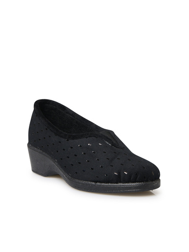 Pantoufles molletonnées élastiquées - Pédiconfort - Noir