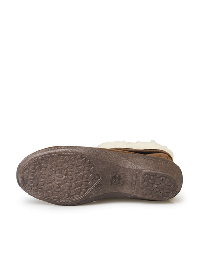 Pantoufles croûte de cuir fourrées
