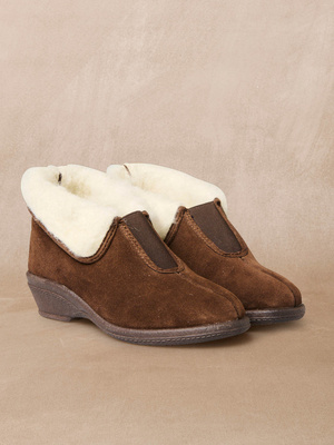 Pantoufles fourrées en cuir