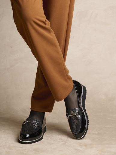 Mocassins élastiqués semelle amovible - Pédiconfort - Vernis noir