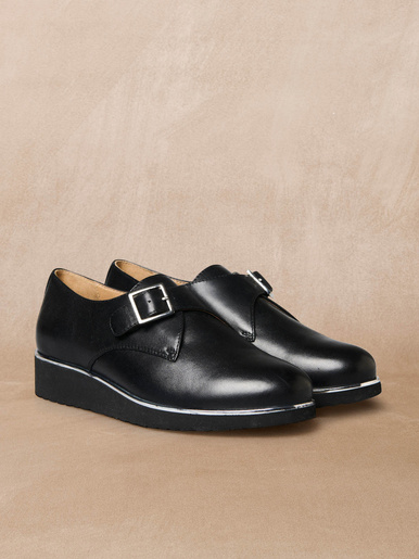 Derbies cuir avec boucle - Pédiconfort - Noir