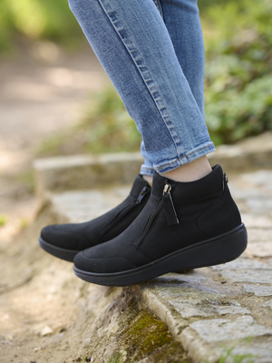 Boots en cuir à double zip