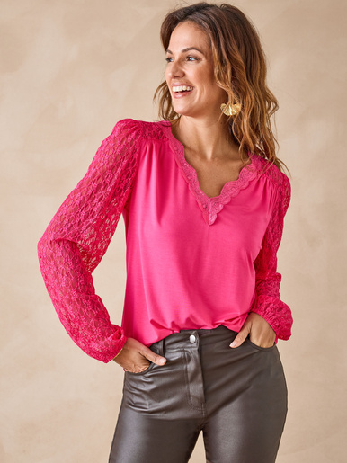 Tee-shirt fantaisie avec dentelle