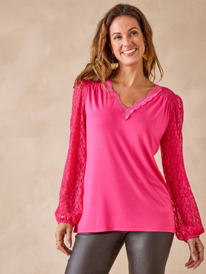 Tee-shirt fantaisie avec dentelle