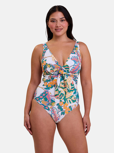 Maillot de bain 1 pièce Fidji - Sans Complexe - Imprimé exotique blanc