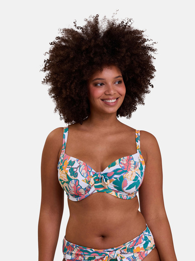 Haut de maillot de bain armatures Fidji - Sans Complexe - Imprimé exotique blanc