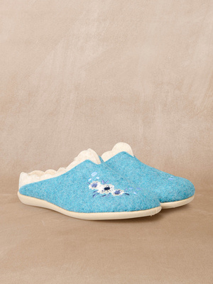 Mules broderies fleurs semelle amovible