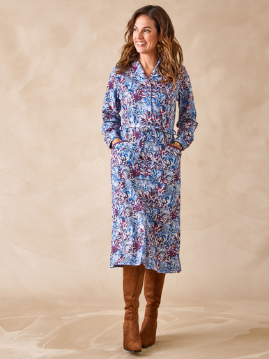 Robe en maille douce - Daxon - Imprimé bleu