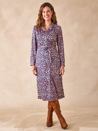 Robe en maille chaude - Daxon - Imprimé bleu