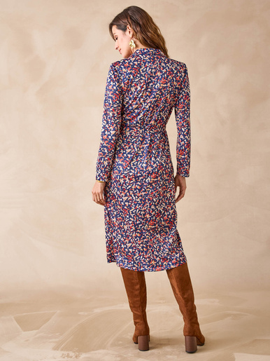Robe en maille chaude - Daxon - Imprimé bleu