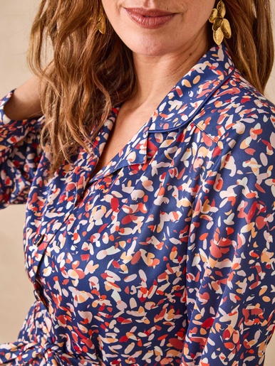 Robe en maille chaude - Daxon - Imprimé bleu