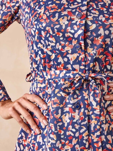 Robe en maille chaude - Daxon - Imprimé bleu