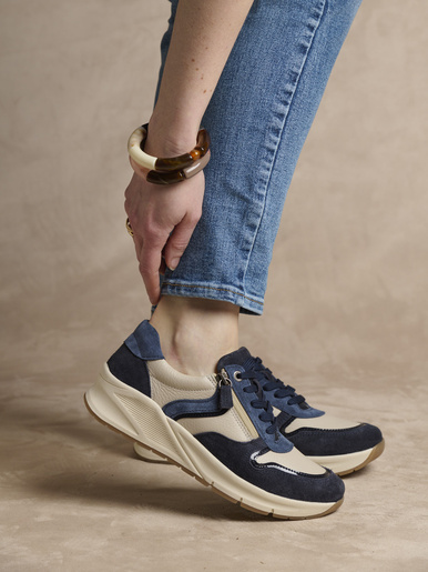 Derbies à aérosemelle amovible - Pédiconfort - Marine/beige
