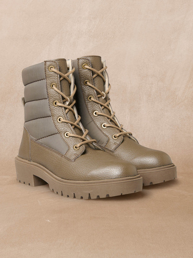 Boots zippées et lacées doublure suédine - Pédiconfort - Beige