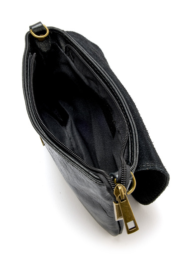 Sac pochette en cuir à bandoulière - Daxon - Noir