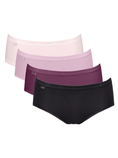 Lot de 3 culottes midi + 1 gratuite - Sloggi - Noir+aubergine+lavande+creme