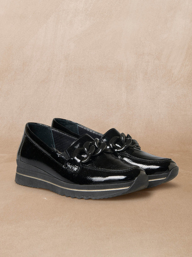 Mocassins cuir large chaînette fantaisie