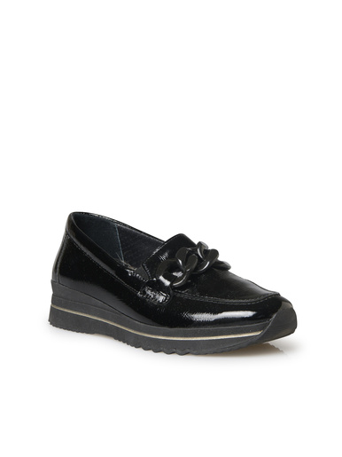 Mocassins cuir large chaînette fantaisie