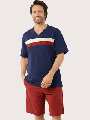 Pyjama court mercerisé col V