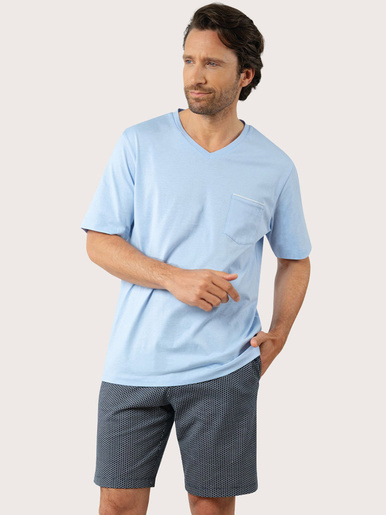 Pyjama court Business homme - Eminence - Ciel/marine