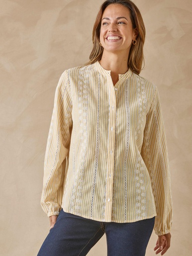 Blouse tissu fantaisie avec broderie