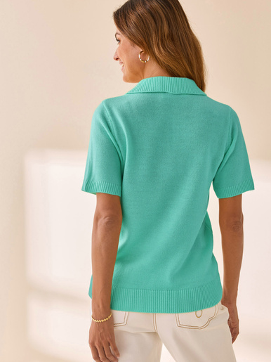 Pull col polo manches courtes