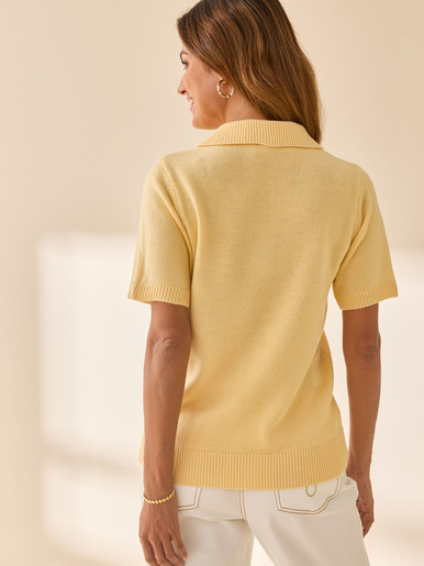 Pull col polo manches courtes