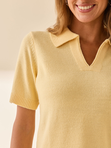 Pull col polo manches courtes
