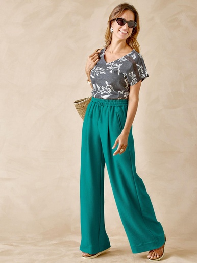Pantalon large aspect froissé
