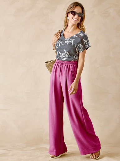 Pantalon large aspect froissé