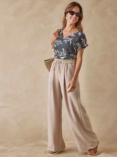 Pantalon large aspect froissé