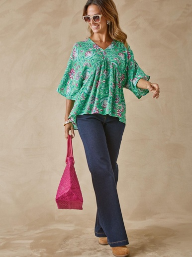 Blouse ample en crêpe fluide