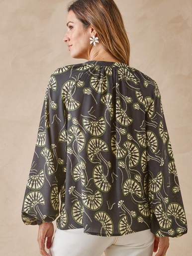 Blouse à fronces manches longues